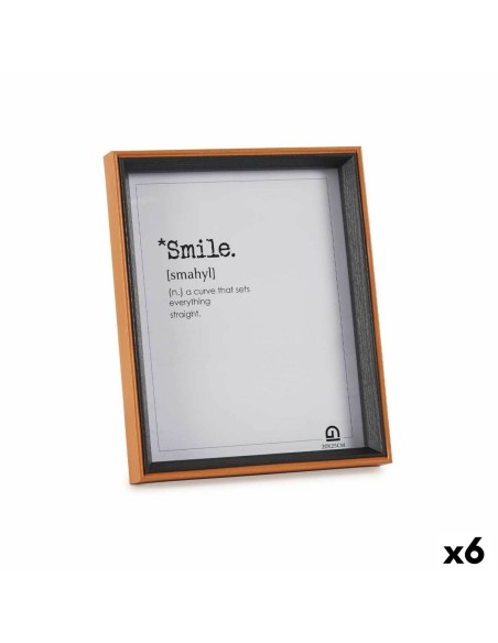 Cadre photo Verre Noir Marron Bois MDF (22 x 27 x 3 cm) (6 Unités)