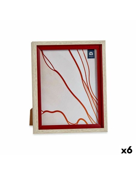 Cadre photo Verre Rouge Bois Marron Plastique (24 x 2 x 29 cm) (6 Unités)