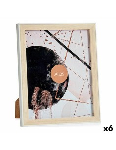Cadre photo Bois Marron Blanc Plastique verre (22,6 x 2 x 27,6 cm) (6 Unités)