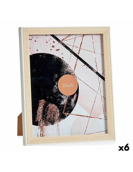 Cadre photo Bois Marron Blanc Plastique verre (22,6 x 2 x 27,6 cm) (6 Unités)
