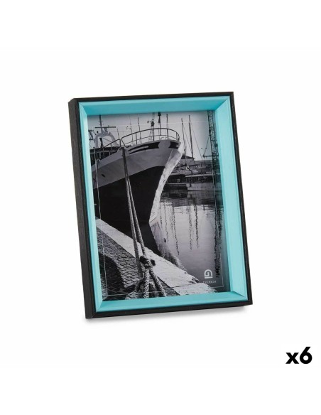 Cadre photo Verre Noir Bleu Bois MDF (3 x 22 x 17 cm) (6 Unités)