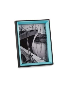 Cadre photo Verre Noir Bleu Bois MDF (3 x 22 x 17 cm) (6 Unités) 2