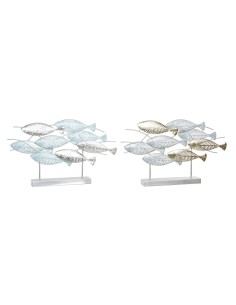 Figurine Décorative DKD Home Decor 65,4 x 9 x 39,5 cm Argenté Bleu Doré Spirales méditerranéen (2 Unités)