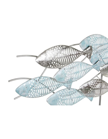 Figurine Décorative DKD Home Decor 65,4 x 9 x 39,5 cm Argenté Bleu Doré Spirales méditerranéen (2 Unités)