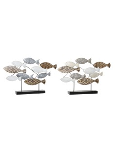 Figurine Décorative DKD Home Decor 65,4 x 9,5 x 43 cm Noir Bleu Marron Spirales (2 Unités)