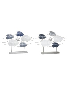 Figurine Décorative DKD Home Decor 63 x 9 x 44 cm Gris Bleu Blanc Spirales (2 Unités)