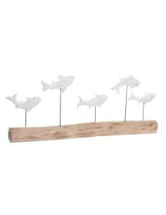 Figurine Décorative DKD Home Decor Finition vieillie Marron Blanc Résine Bois de manguier Spirales (77 x 8 x 31 cm)