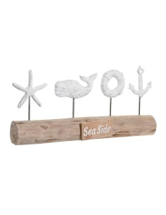 Figurine Décorative DKD Home Decor Finition vieillie Marron Blanc Résine Bois de manguier Baleine (57 x 10 x 28 cm)