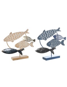Figurine Décorative DKD Home Decor 53 x 9 x 45 cm Naturel Bleu Doré Spirales méditerranéen (2 Unités)