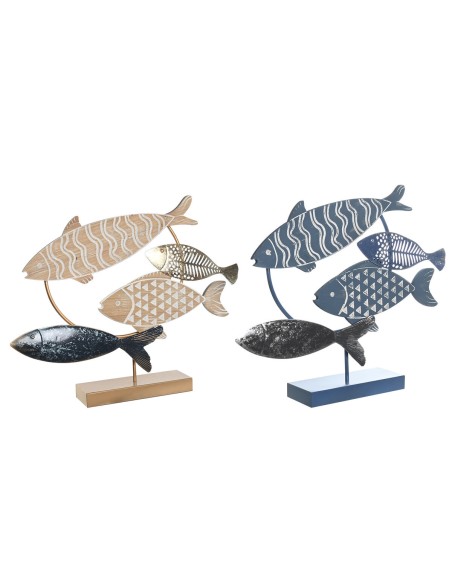 Figurine Décorative DKD Home Decor 53 x 9 x 45 cm Naturel Bleu Doré Spirales méditerranéen (2 Unités)