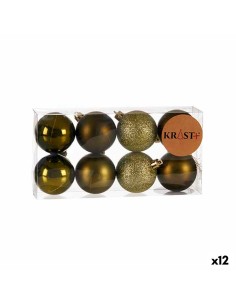 Lot de boules de Noël Vert Plastique 5 x 6 x 5 cm (12 Unités)
