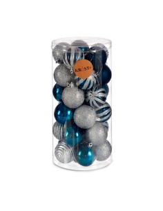 Lot de boules de Noël Bleu Argenté Plastique Ø 6 cm (6 Unités) 2