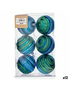 Lot de boules de Noël Krist+ 00887 Bleu Vert PVC Ø 8 cm (12 Unités)
