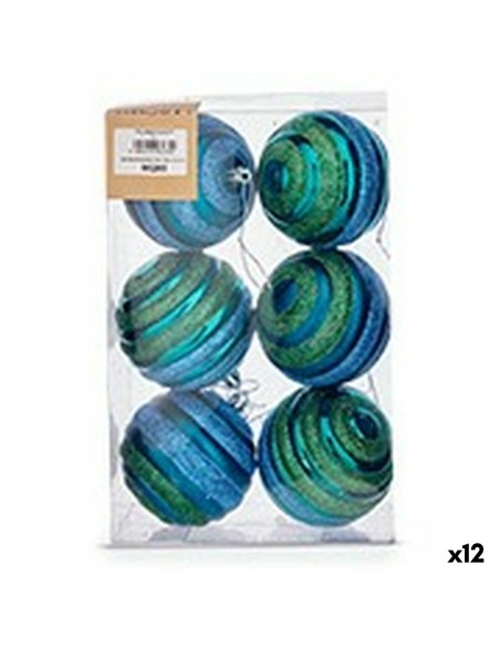 Lot de boules de Noël Krist+ 00887 Bleu Vert PVC Ø 8 cm (12 Unités)