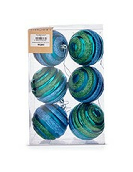Lot de boules de Noël Krist+ 00887 Bleu Vert PVC Ø 8 cm (12 Unités)