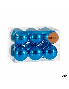Lot de boules de Noël Krist+ K1912476-1 Bleu Plastique Ø 7 cm (12 Unités)