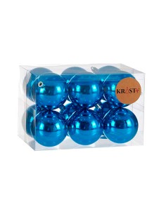 Lot de boules de Noël Krist+ K1912476-1 Bleu Plastique Ø 7 cm (12 Unités) 2