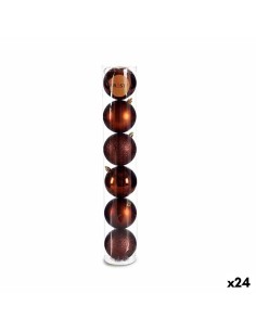 Lot de boules de Noël Krist+ 00782 Marron Plastique Ø 8 cm (24 Unités)