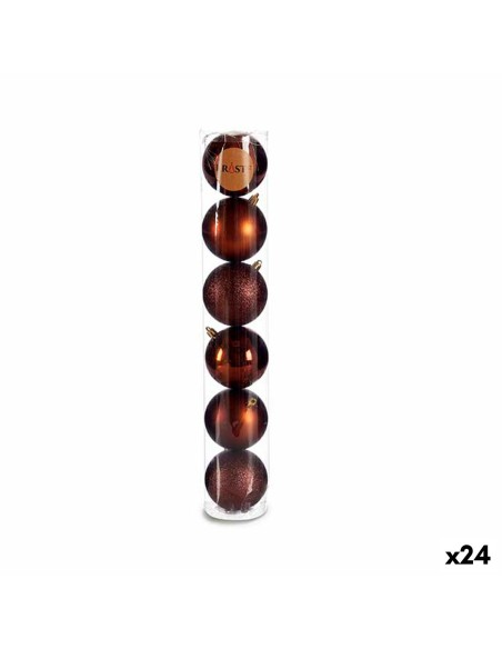Lot de boules de Noël Krist+ 00782 Marron Plastique Ø 8 cm (24 Unités)