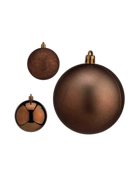 Lot de boules de Noël Krist+ 00782 Marron Plastique Ø 8 cm (24 Unités)