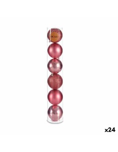 Lot de boules de Noël Krist+ 00800 Rose Plastique (24 Unités)