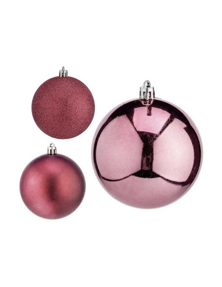 Lot de boules de Noël Krist+ 00800 Rose Plastique (24 Unités)