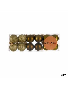 Lot de boules de Noël 3 x 4 x 3 cm Vert Plastique (12 Unités)