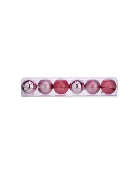 Lot de boules de Noël Krist+ 00788 Rose Plastique Ø 8 cm (24 Unités)
