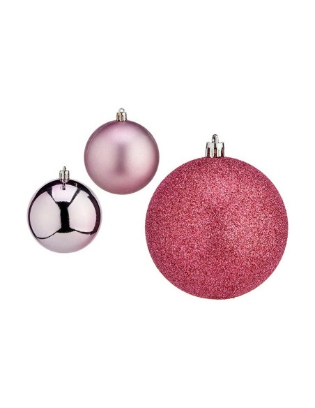 Lot de boules de Noël Krist+ 00788 Rose Plastique Ø 8 cm (24 Unités)