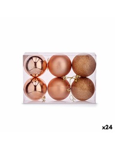 Lot de boules de Noël Cuivre Plastique 8 x 9 x 8 cm (24 Unités)
