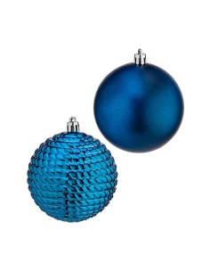 Lot de boules de Noël Krist+ 00927 Bleu Plastique Ø 8 cm (6 Unités) 2