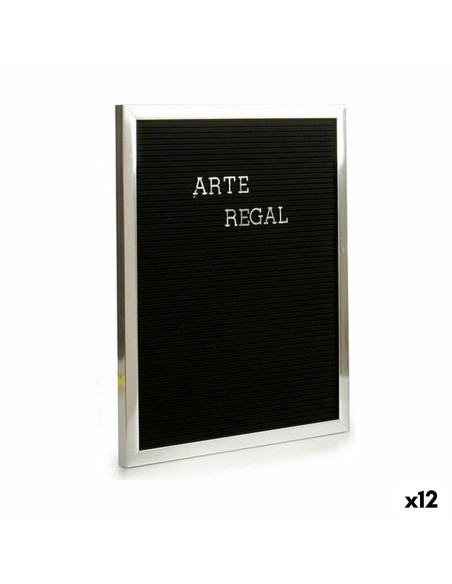 Cadre Argenté Noir Panneau 144 Lettres (2,5 x 50,5 x 40,5 cm) (12 Unités)