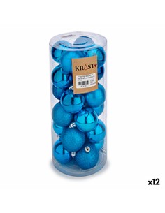Lot de boules de Noël Krist+ K1912484-2 Bleu Plastique (12 Unités)