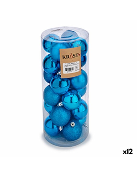 Lot de boules de Noël Krist+ K1912484-2 Bleu Plastique (12 Unités)