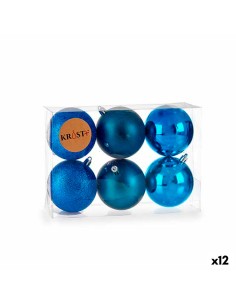 Lot de boules de Noël Krist+ 00771 Bleu Plastique (12 Unités)
