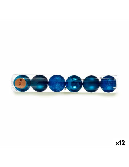 Lot de boules de Noël Krist+ 00830 Bleu Plastique (12 Unités)