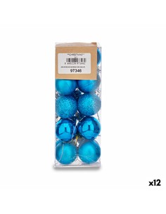 Lot de boules de Noël Krist+ K1912474-2 Bleu Plastique Ø 3 cm (12 Unités)