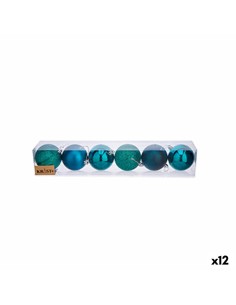 Lot de boules de Noël Krist+ 00831 Bleu Plastique Ø 7 cm (12 Unités)