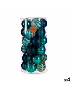 Lot de boules de Noël Bleu PVC 8 x 9 x 8 cm (4 Unités)