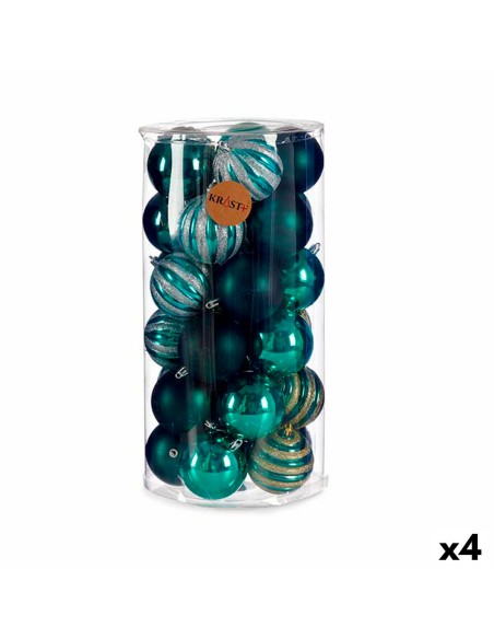 Lot de boules de Noël Bleu PVC 8 x 9 x 8 cm (4 Unités)