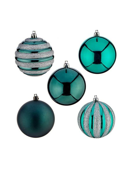 Lot de boules de Noël Bleu PVC 8 x 9 x 8 cm (4 Unités)