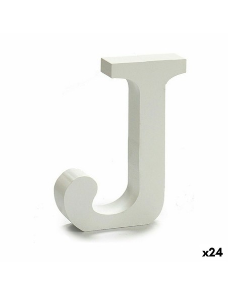 Lettre Pincello J Blanc Bois 2 x 11 cm (24 Unités)