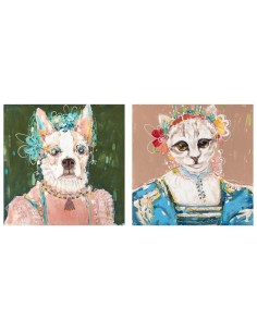 Cadre DKD Home Decor 90 x 3,7 x 90 cm Chien Moderne (2 Unités)