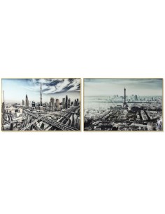 Cadre DKD Home Decor Ville 120 x 4 x 80 cm Loft (2 Unités)