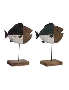 Figurine Décorative DKD Home Decor Multicouleur Naturel Poisson 18 x 8 x 26 cm (2 Unités)