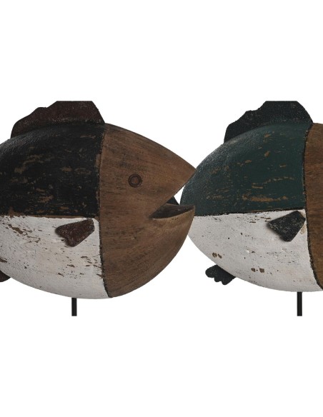Figurine Décorative DKD Home Decor Multicouleur Naturel Poisson 18 x 8 x 26 cm (2 Unités)