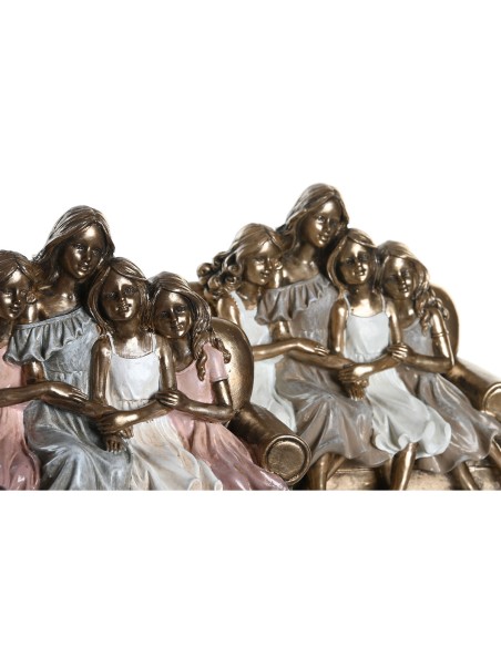 Figurine Décorative DKD Home Decor 17 x 10,5 x 15,5 cm Rose Doré Blanc (2 Unités)