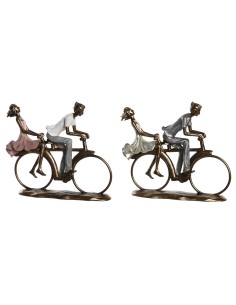 Figurine Décorative DKD Home Decor 27 x 9,5 x 23 cm Rose Doré Blanc (2 Unités)
