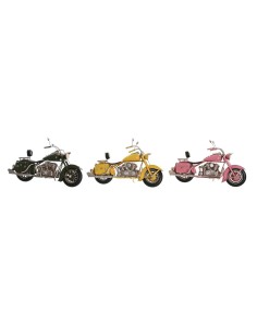 Figurine Décorative DKD Home Decor 28 x 10 x 16 cm Rose Moto Vert Jaune Vintage (3 Pièces)