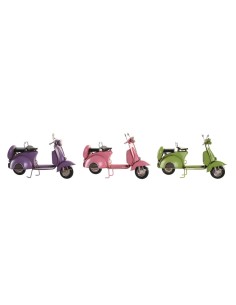 Figurine Décorative DKD Home Decor 26 x 10 x 17 cm Rose Lila Moto Vert Vintage (3 Pièces)
